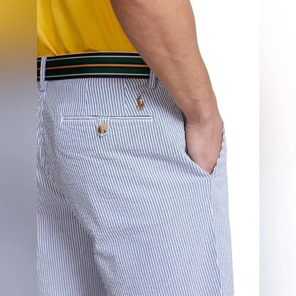 Polo Ralph Lauren Shorts Men’s 34 Blue & White Cotton Stretch Classic Fit